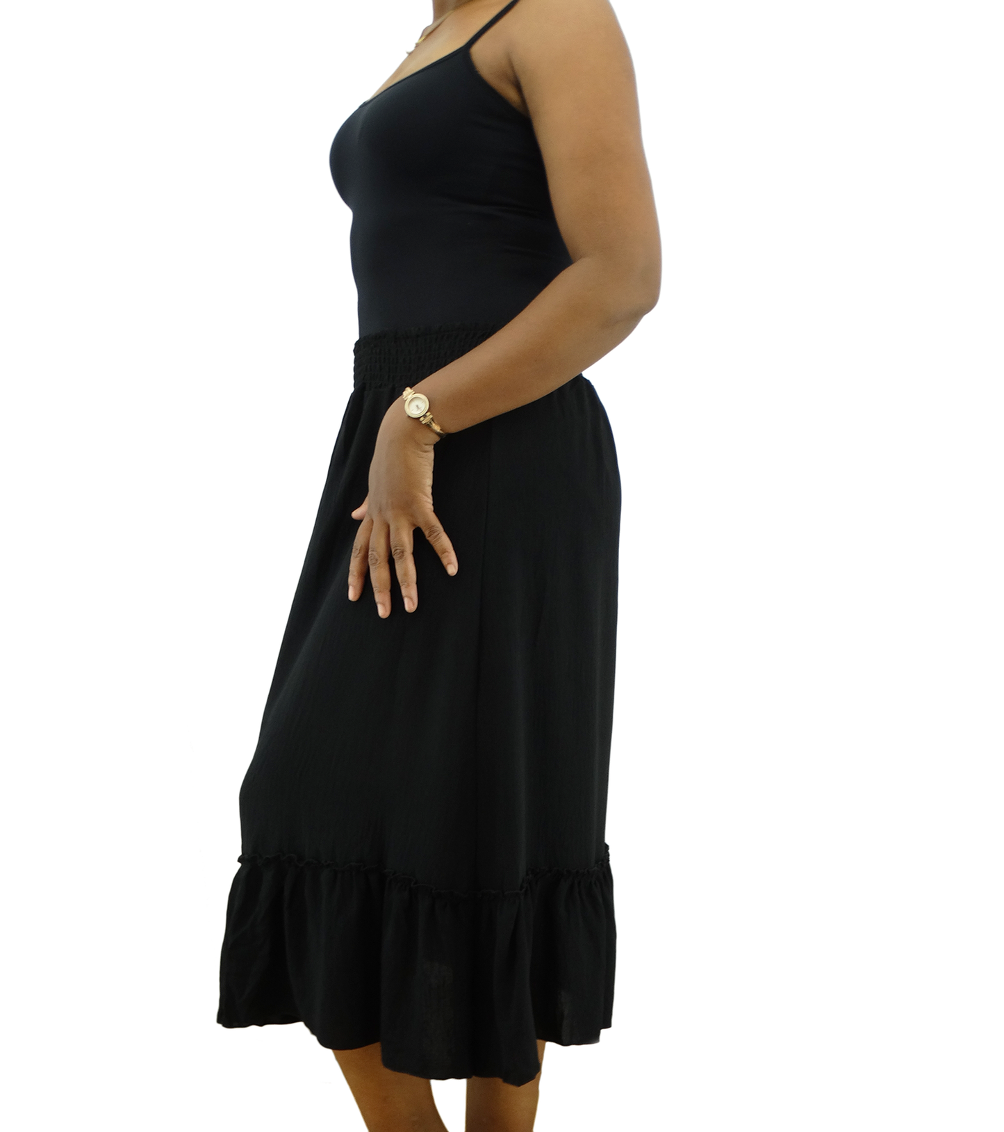 SM3844, SnowFlake - Airflow Solid Midi Skirt (S/M-L/XL) Assorted