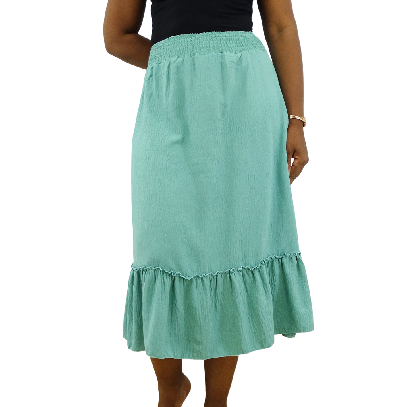 SM3844, SnowFlake - Airflow Solid Midi Skirt (S/M-L/XL) Assorted