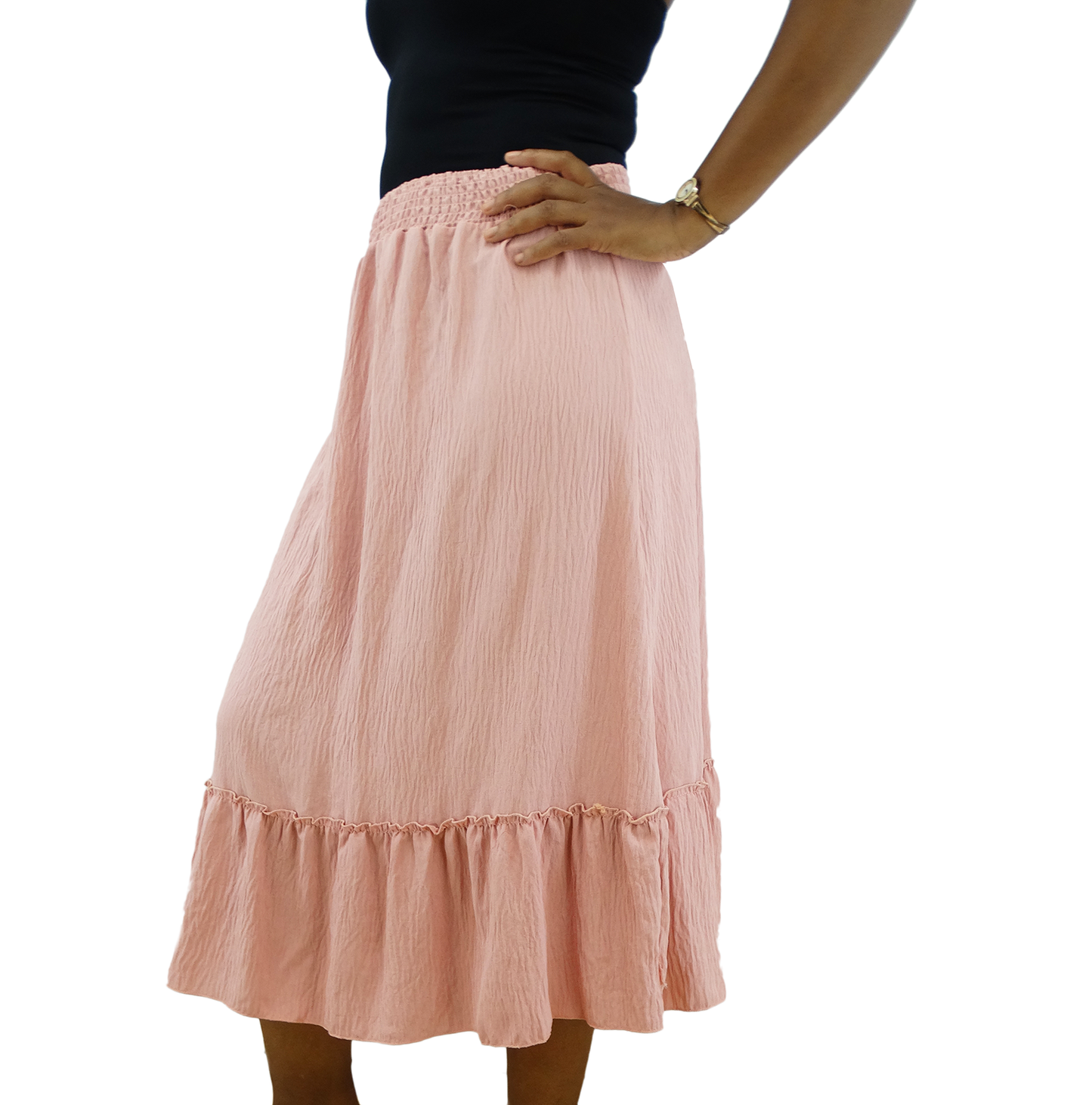 SM3844, SnowFlake - Airflow Solid Midi Skirt (S/M-L/XL) Assorted