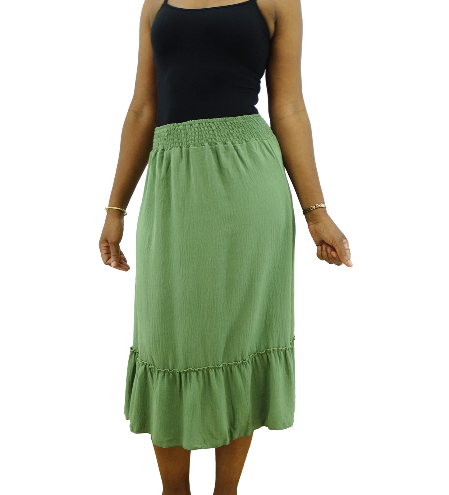 SM3844, SnowFlake - Airflow Solid Midi Skirt (S/M-L/XL) Assorted