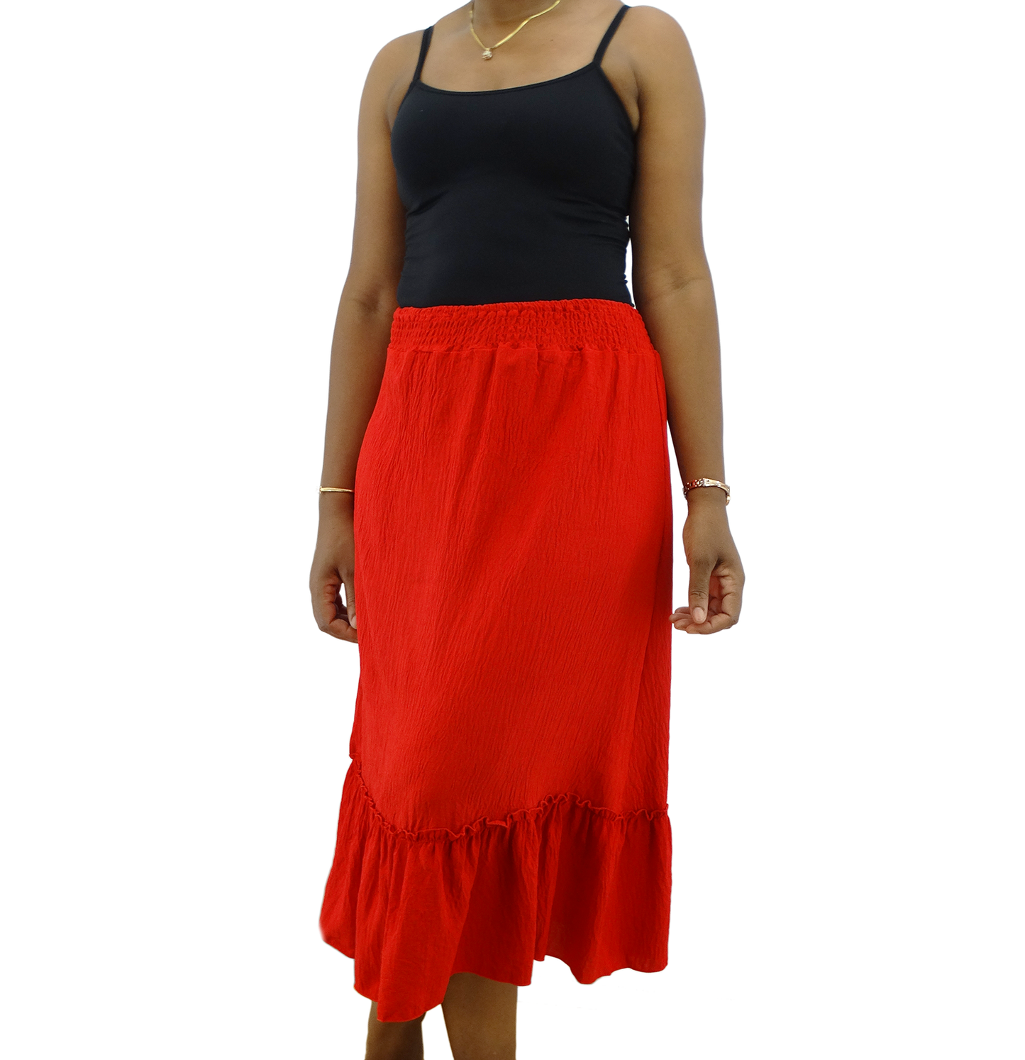 SM3844, SnowFlake - Airflow Solid Midi Skirt (S/M-L/XL) Assorted