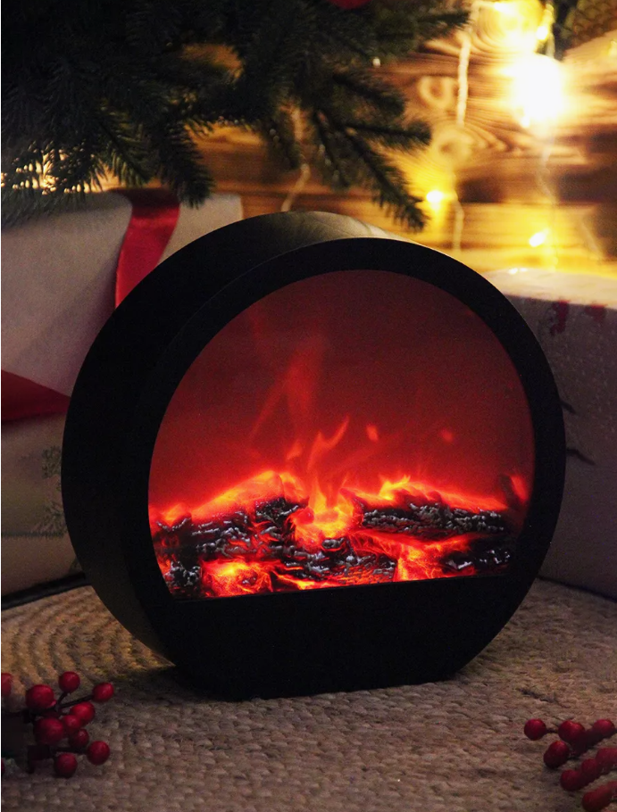 SP53B, LED Fireplace Lantern - Flat Black 12" x 11.5" (30cm x 29cm)