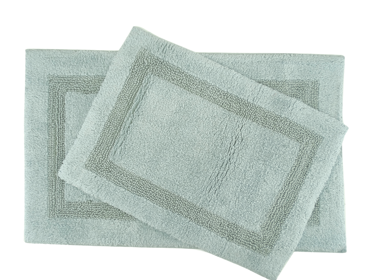 SRS44866, Wavely Hill, Vanya - 2Pc Cotton Bath Rugs (17x24 + 21x32) Blue