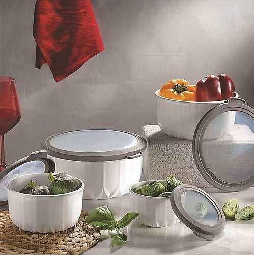 VP040, VIP Ahmet - 4Pc Food Storage Containers - White (3L,2L,1L,0.5L)