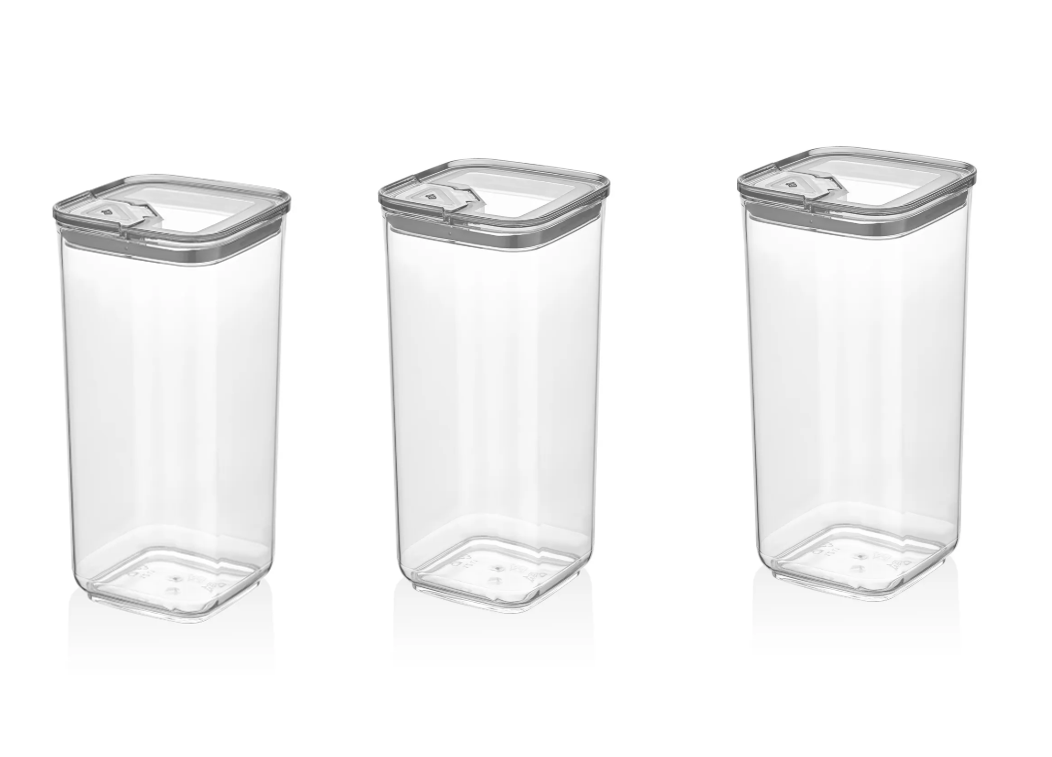 VP118, VIP Ahmet - 3Pc Square Acrylic Storage Containers w/Lid (3x1700ML)