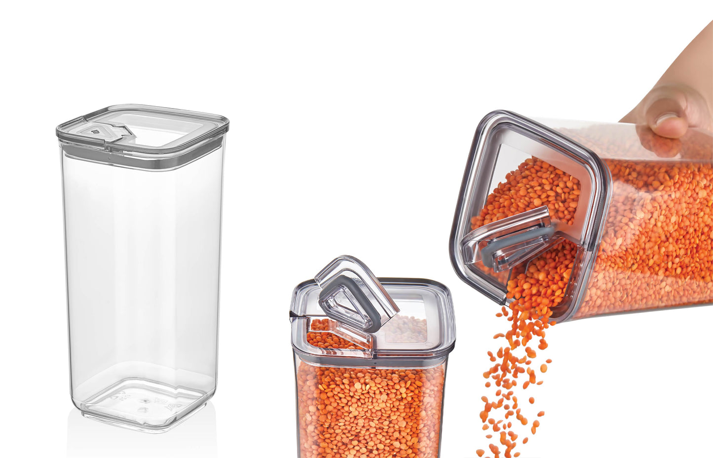 VP118, VIP Ahmet - 3Pc Square Acrylic Storage Containers w/Lid (3x1700ML)