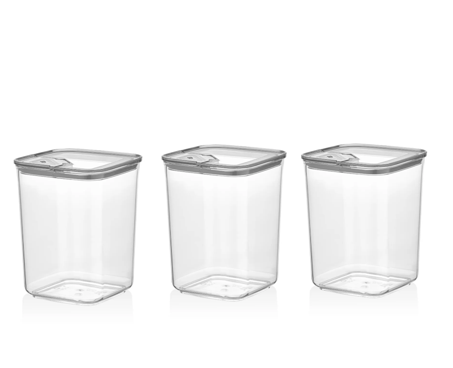 VP119, VIP Ahmet - 3Pc Square Acrylic Storage Containers w/Lid (3x1200ML)