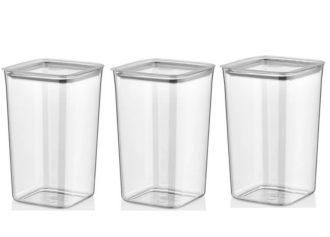 VP264, VIP Ahmet - 3Pc Square Acrylic Storage Containers w/Lid (3x1200ML)