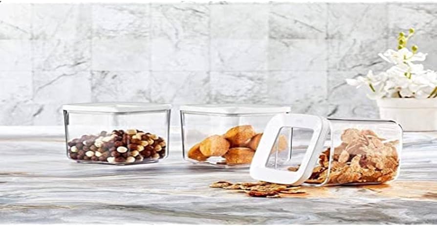 VP329, VIP Ahmet - 3Pc Square Acrylic Storage Containers w/Lid (3x350ML)