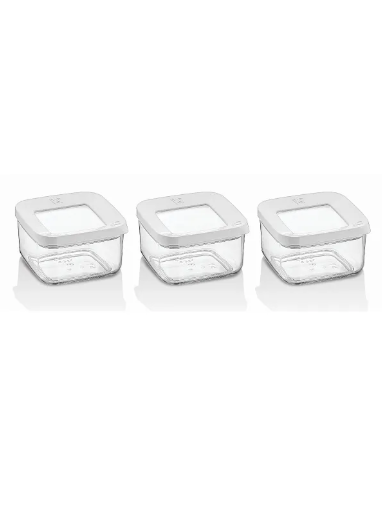 VP329, VIP Ahmet - 3Pc Square Acrylic Storage Containers w/Lid (3x350ML)