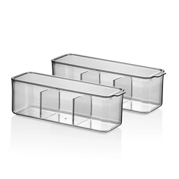 VP416, VIP Ahmet - 2Pc Rectangle Acrylic Organizer Bins w/Lid (2x2500ML)