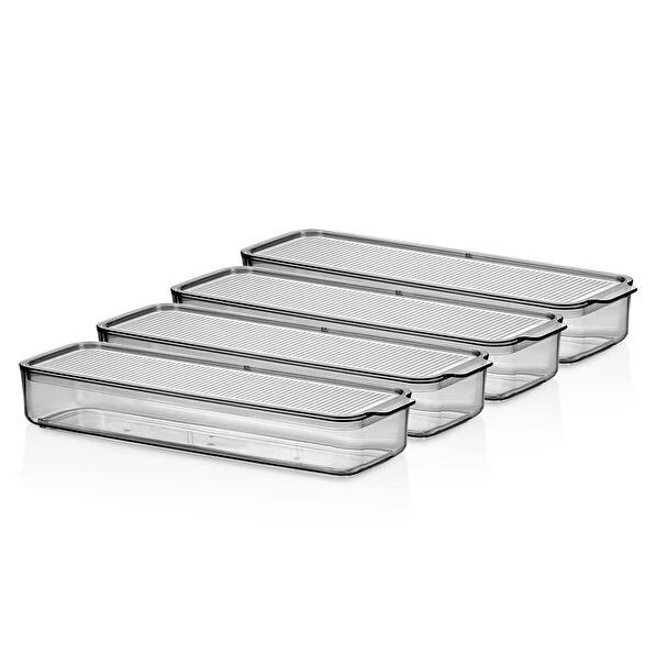 VP417, VIP Ahmet - 4Pc Rectangle Acrylic Organizer Bins w/Lid (4x750ML)
