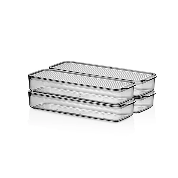 VP417, VIP Ahmet - 4Pc Rectangle Acrylic Organizer Bins w/Lid (4x750ML)