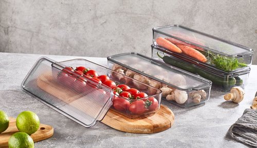 VP417, VIP Ahmet - 4Pc Rectangle Acrylic Organizer Bins w/Lid (4x750ML)
