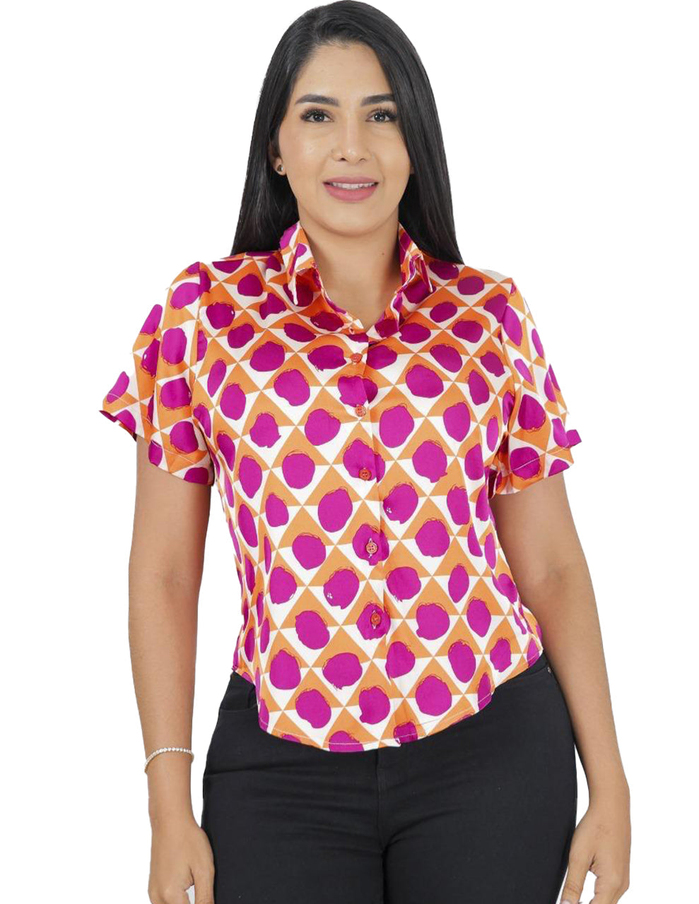 YU2703, Angelus Ladies S/Sleeve Printed  Shirt Top S-XL