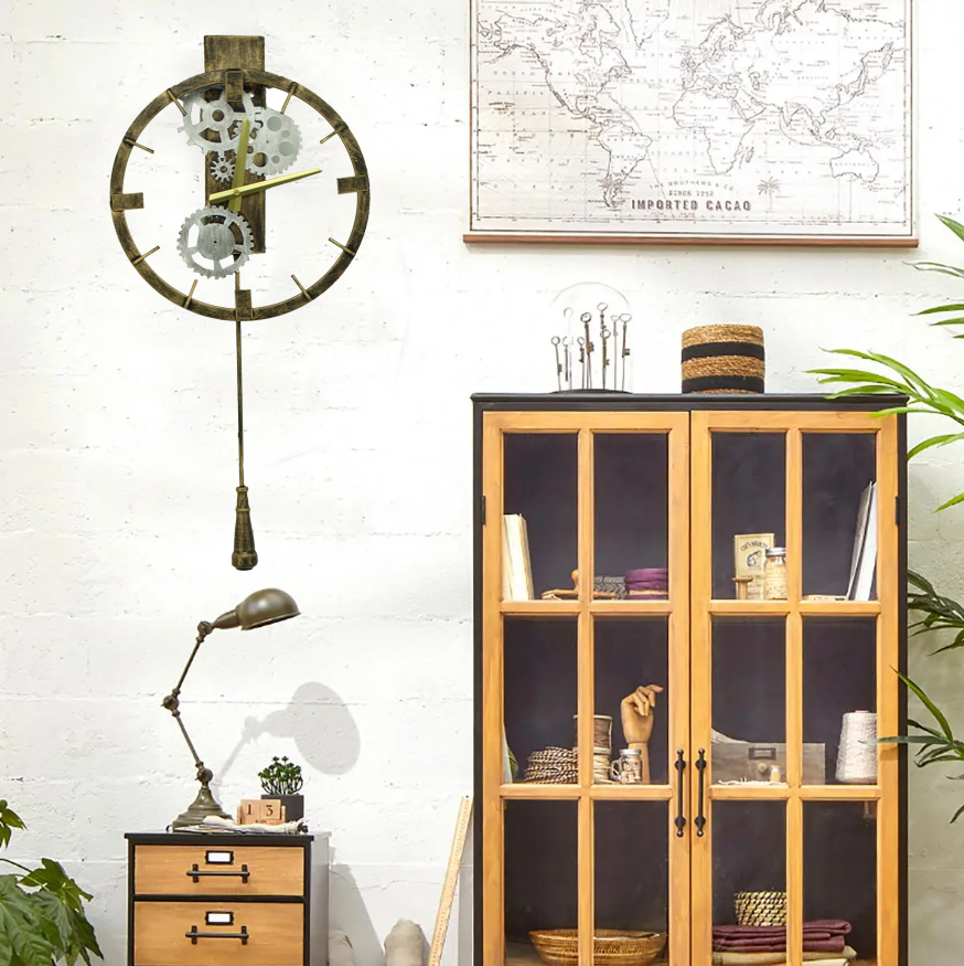 BLK3001, Antique Metal Wall Clock