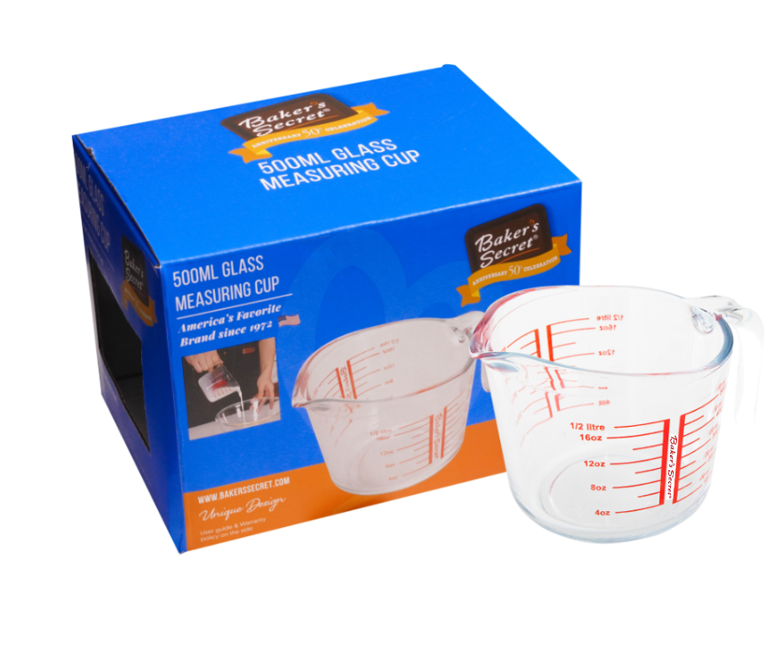 BS40206, Baker's Secret - 500ML Glass Measuring Cup