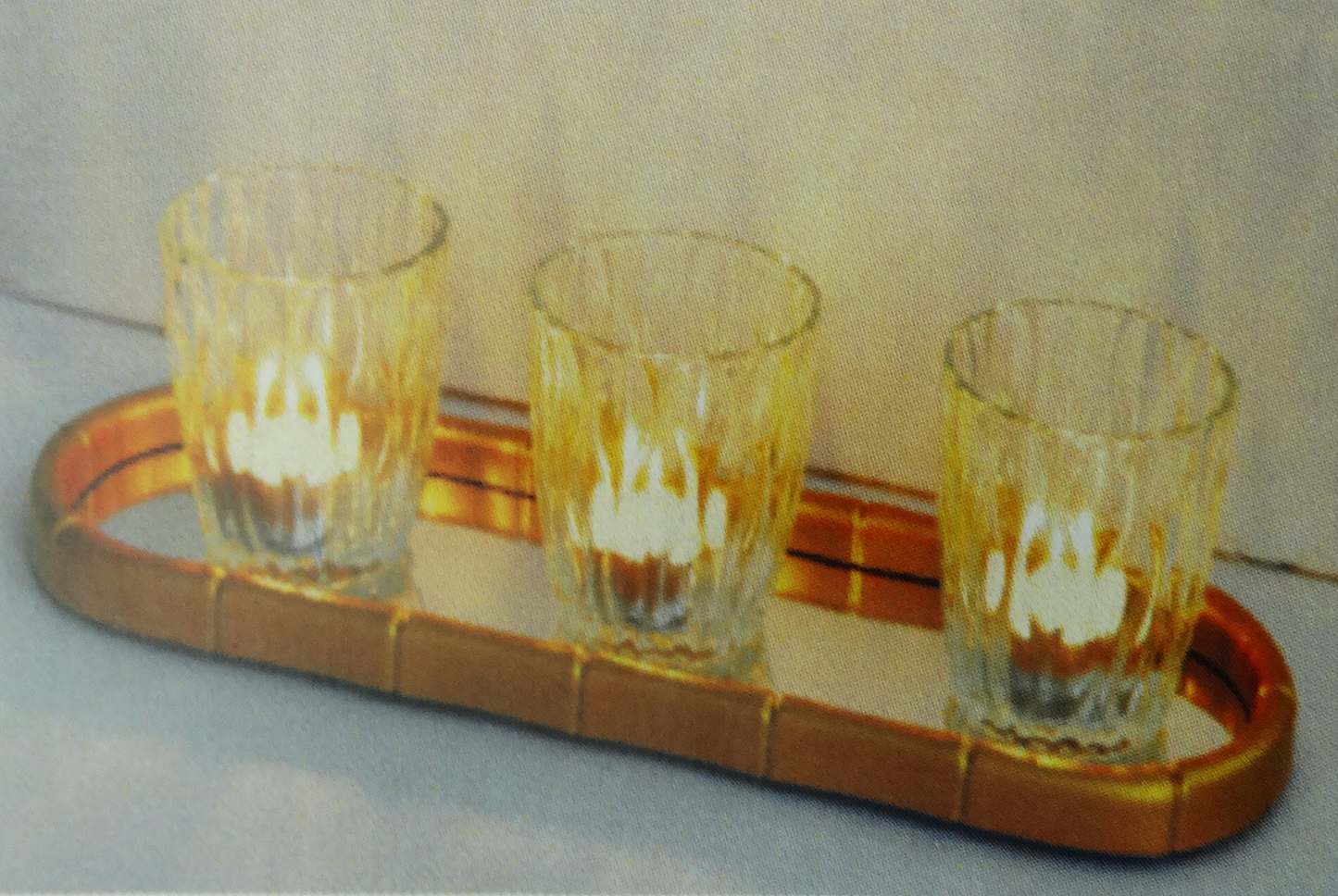 Votive Holder & Mirrored Tray Set