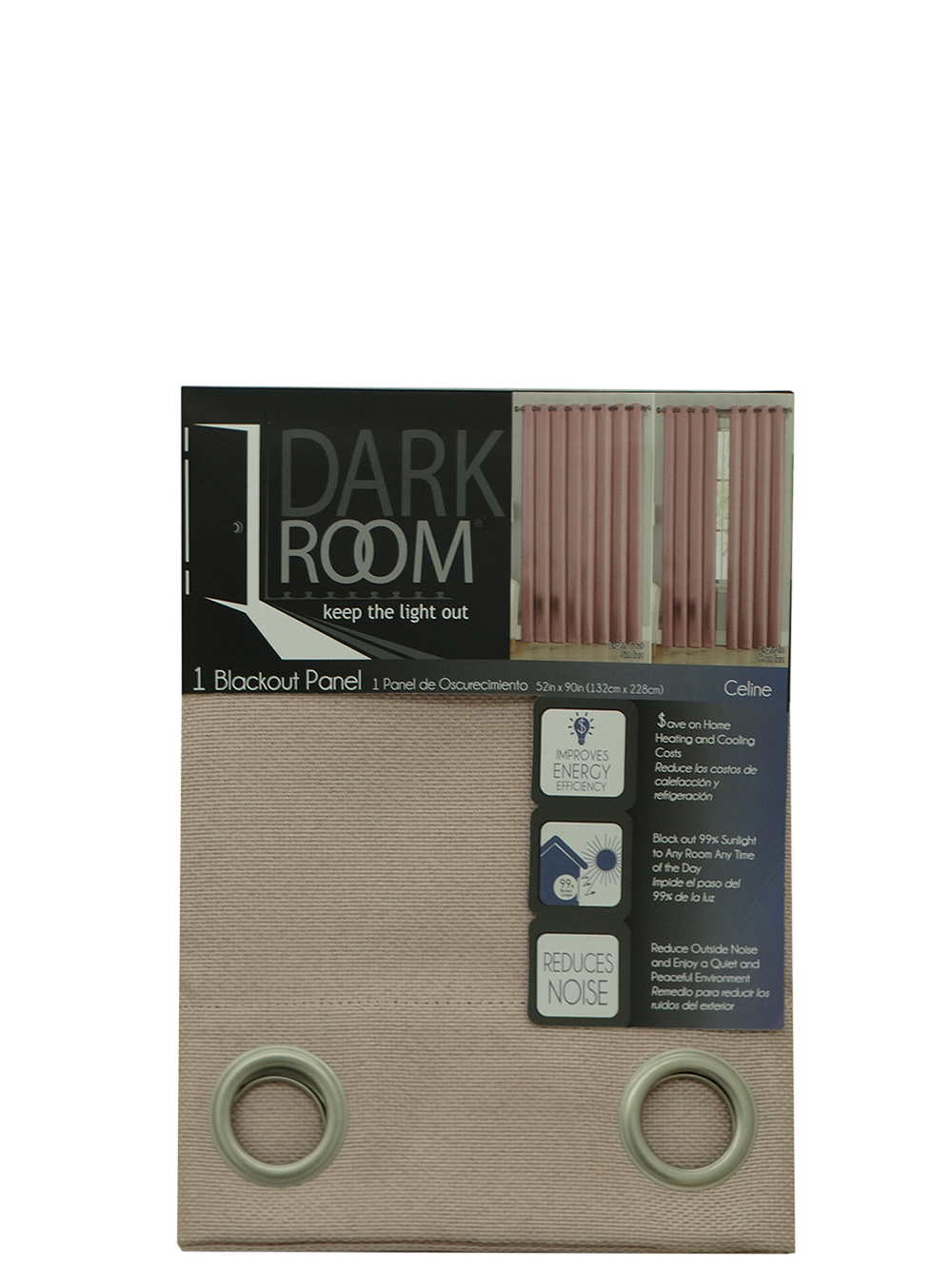 Celine - Blackout, Dark Room Curtain - 52 x 90"