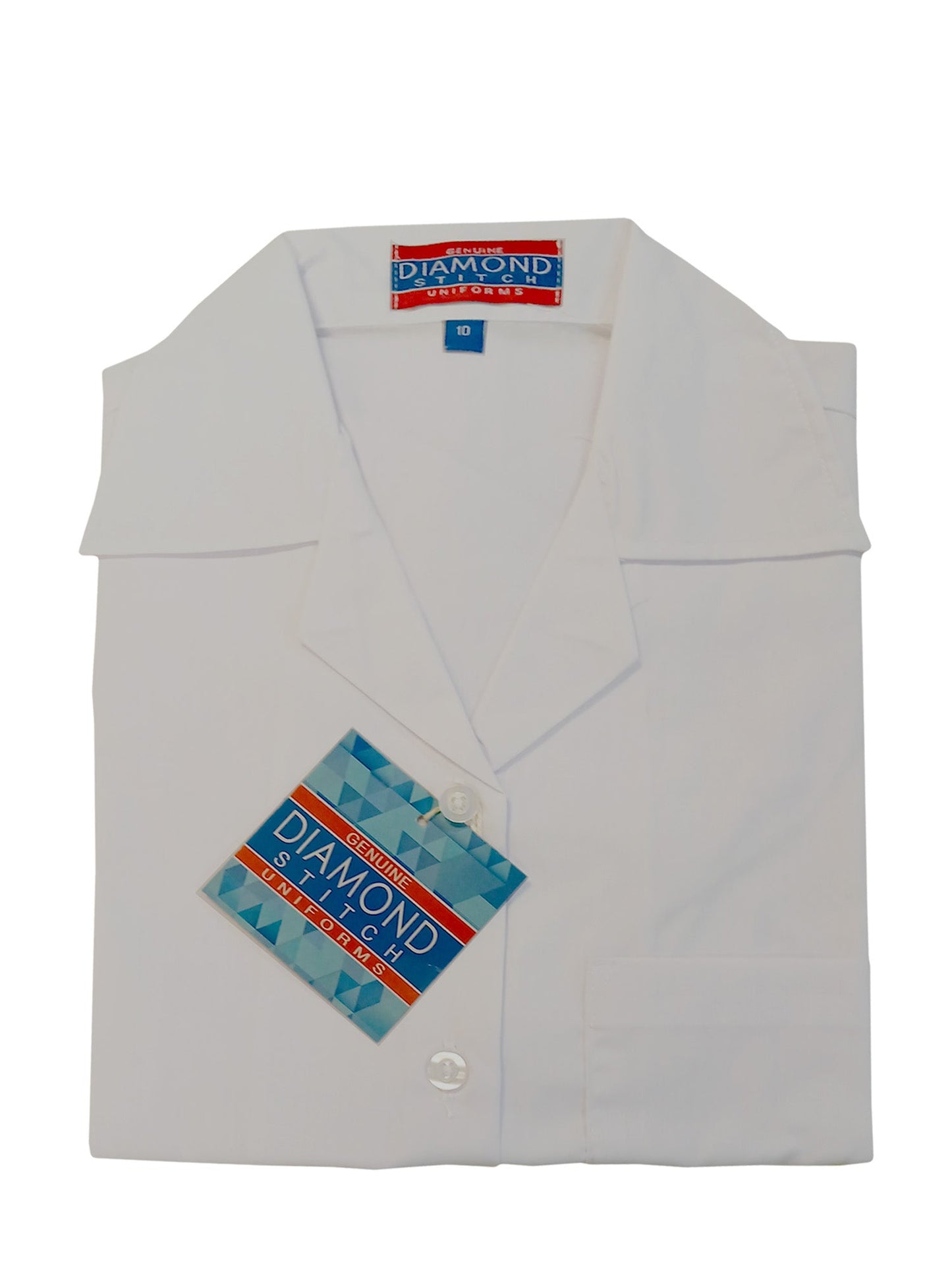 370-WB14,  Size 14 Diamond Stitch White Blouse