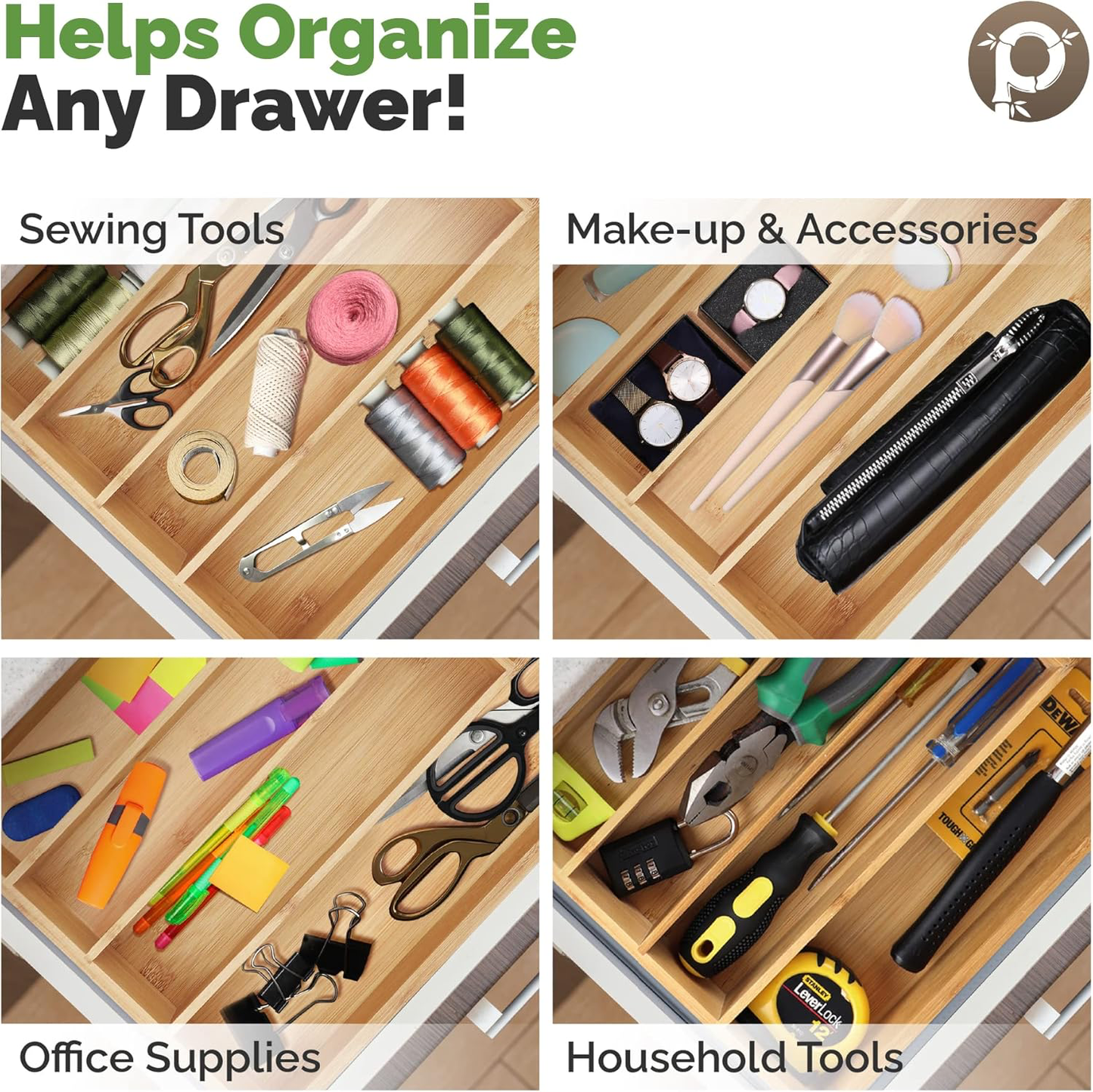 15242, Kitchen Details - Bamboo Expandable Cutlery Tray