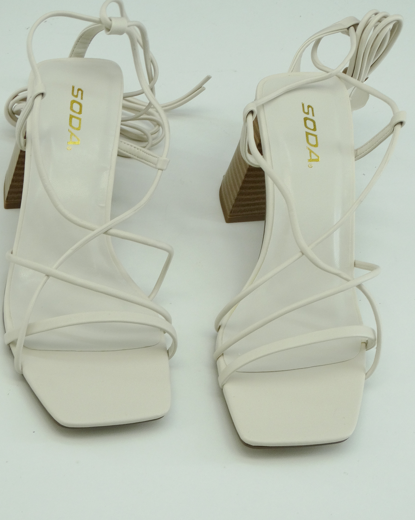 EVELYNBONEPU, Ladies' Soda Evelyn-S Chunky Heel Strappy Sandals- Bone