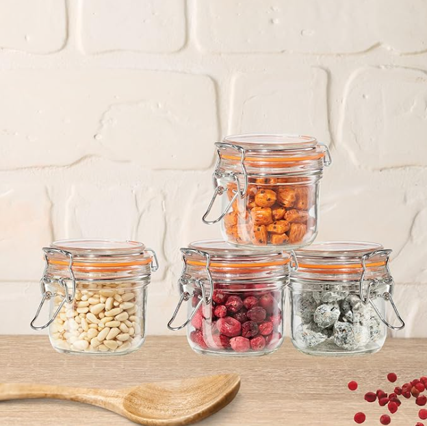 EW65076, Euro-Ware 4pc Glass Canister W/Gasket Set