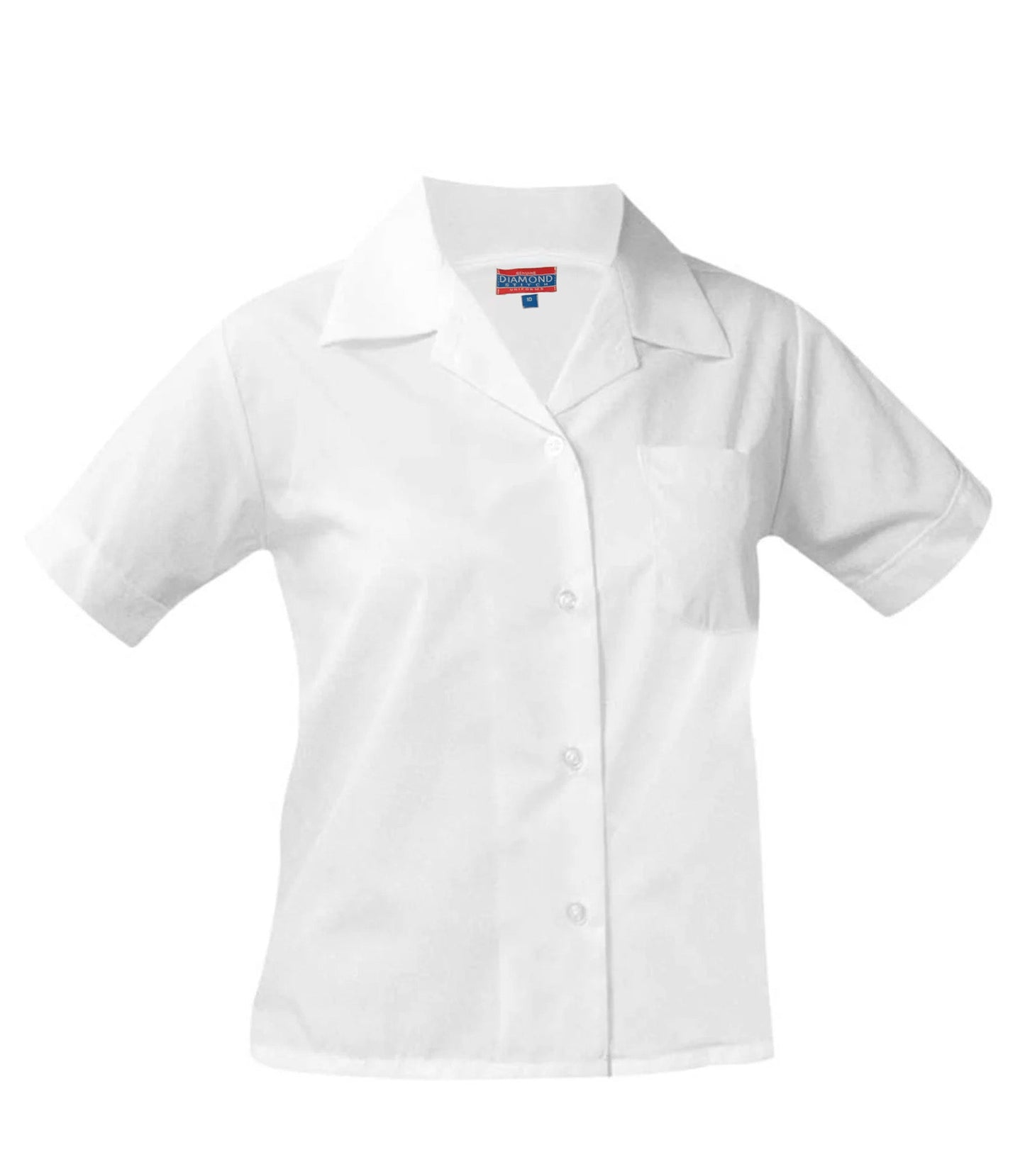 370-WB14,  Size 14 Diamond Stitch White Blouse