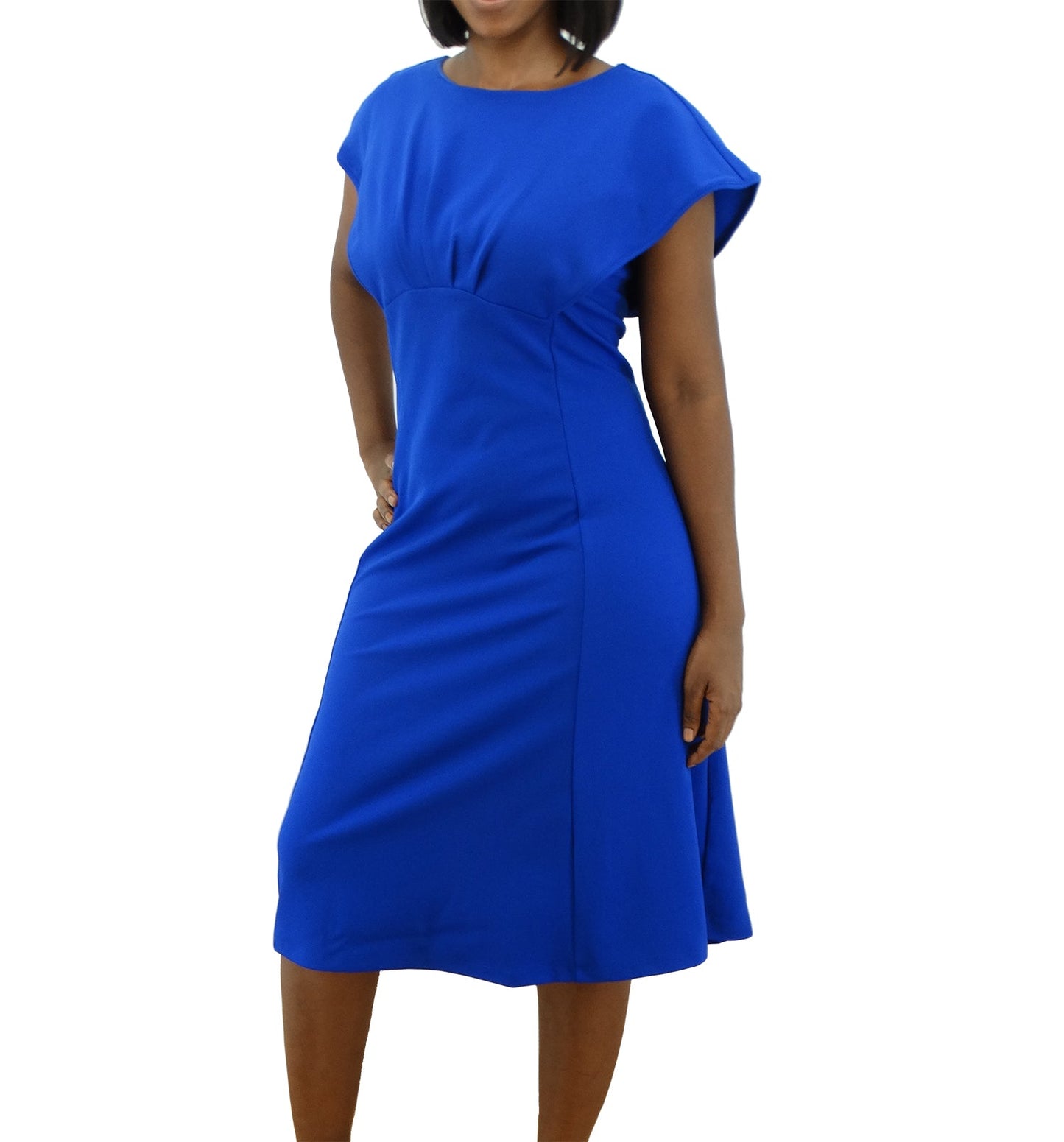 SCS438, ILE - Women's Cap Sleeve Dress w/Pleat Detail (8-18)