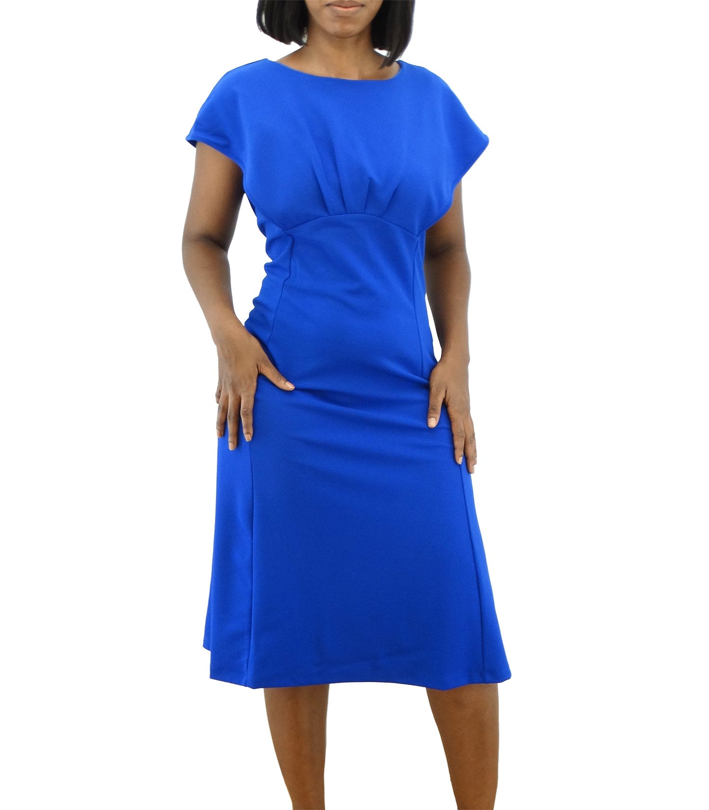 SCS438, ILE - Women's Cap Sleeve Dress w/Pleat Detail (8-18)