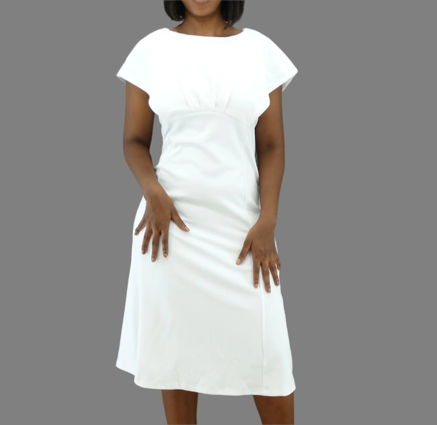 SCS438, ILE - Women's Cap Sleeve Dress w/Pleat Detail (8-18)