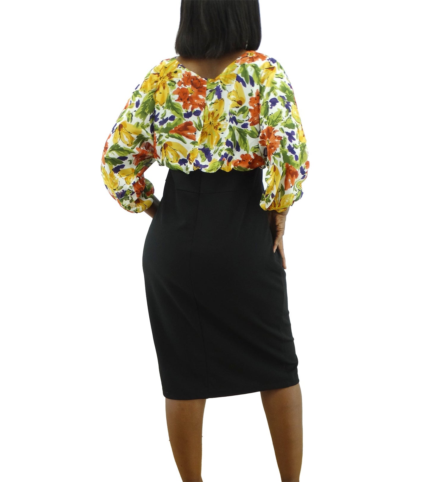SCP410CH6, Peach Velvet - Women's 3/4 Sheer Slv Dress - Floral (8-18)