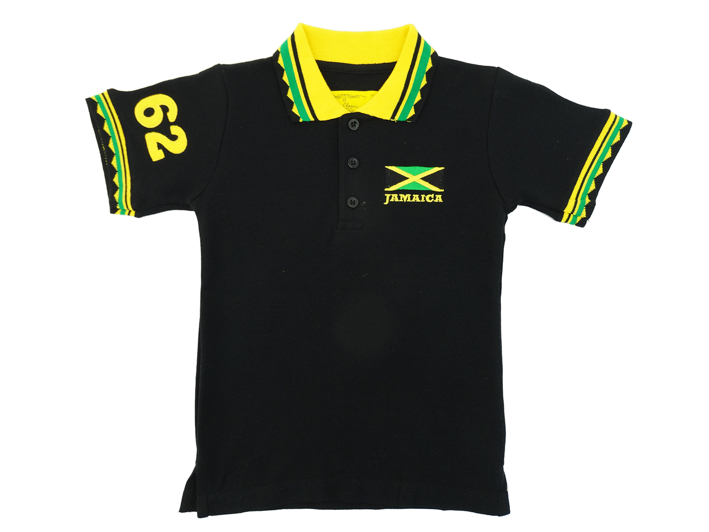 3247-62 Children Classic patch sleeve Polo Green, Yellow