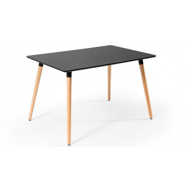 MDFBLK, Modax Rectangular w/ Wooden Legs Table - Black