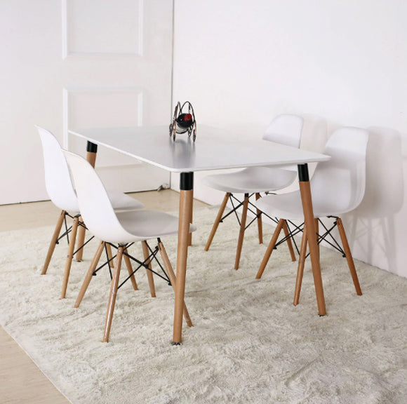 MDFWHT, Modax Rectangular W/Wooden Legs Table - White