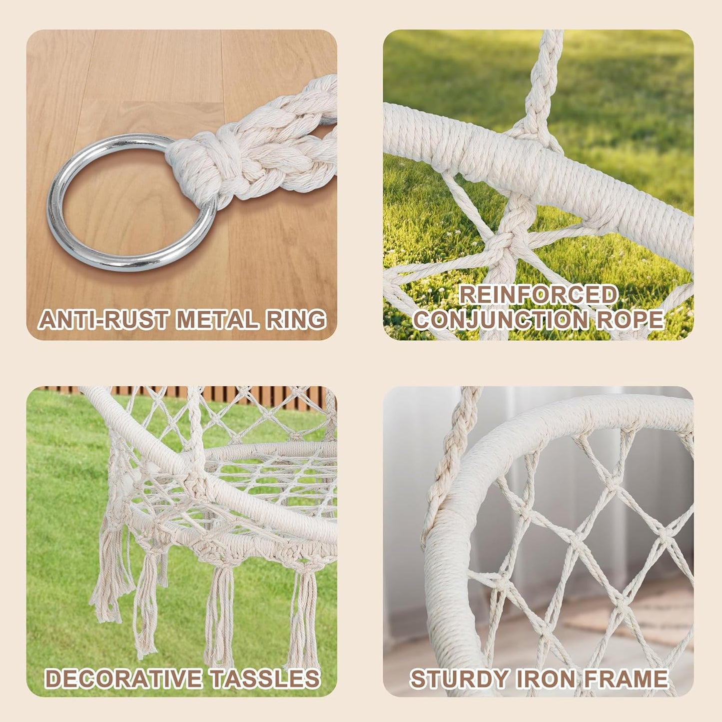 YRGA040,  Hanging Chair - Iron w/ Rope